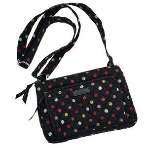 Vera Bradley Crossbody Bag Havana Dots Pattern Black with Polka Dots All…